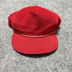 Vtg 90s Red Corduroy Rope Hat Snapback Blank Plain YoungAn Streetwear Mesh